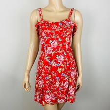 ASTR The Label Red Floral Fit N Flare Women's S Small Mini Dress