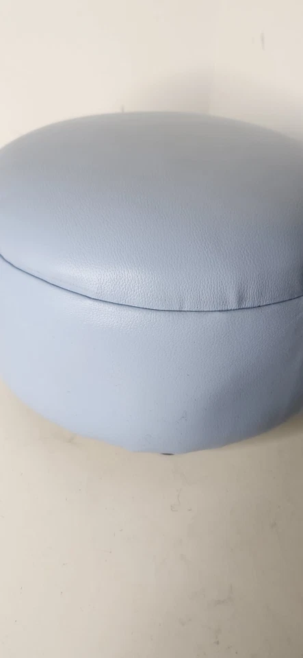 Coaster Co. of America  Footstool Ottoman Blue Vinyl  - Image 4 of 4