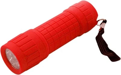 Lumière Torche Rouge 9 LED Mini Torche Camping Randonnée Housse Caoutchouc - Photo 1/4