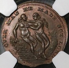 1790s NGC MS 65 Spence Adam Eve Eden Farthing Conder D&H 1083 POP 4/0 (24072702C