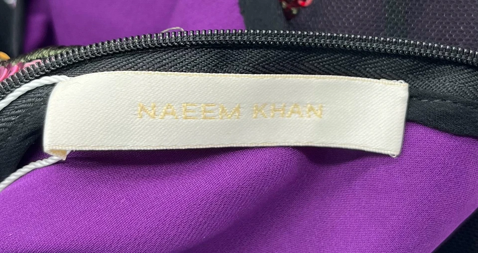 Naeem Khan черный цветочный украшенный длинным рукавом платье с открытой спиной sz 10 - Изображение 4 из 4