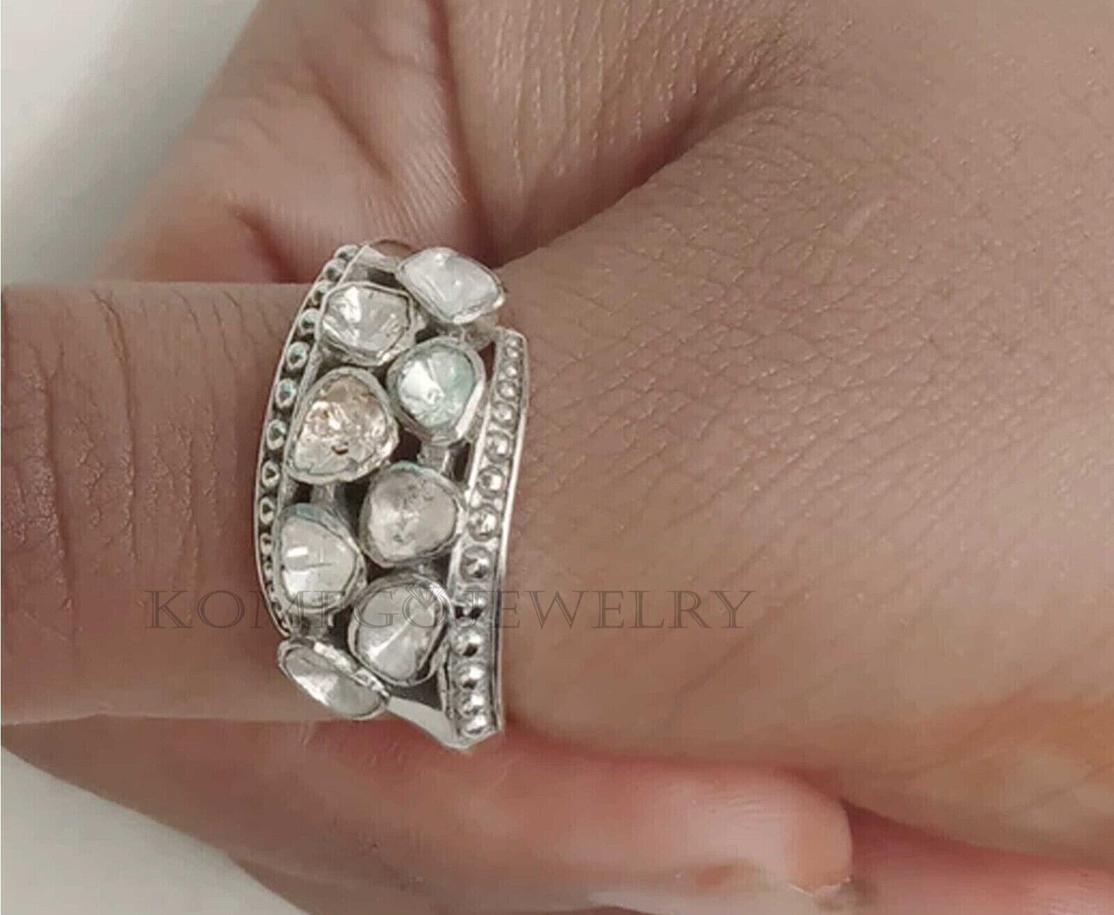 Unique Designer Polki Pave Diamond Band Ring Perfect Wedding Gift for Her
