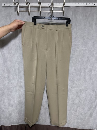Chaps Suit Men 42L Beige 3B Textured Flannel 36X30 Cuff Pant Ralph Lauren Luxury - Picture 13 of 20