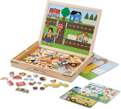 Melissa & Doug Wooden Magnetic Matching Picture Game with 119 Magnets and Scene 