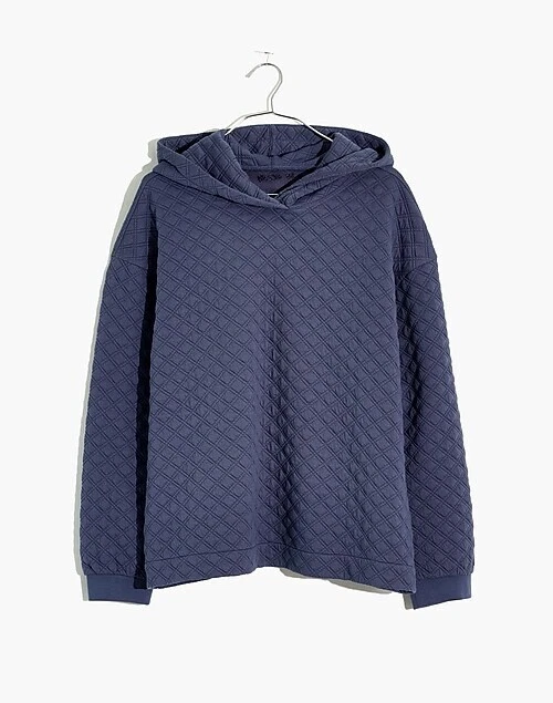 S Madewell (Re)Sourced Indigo Quilted Hoodie Sweatshirt Small Blue Recycled