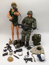 Huge Lot M&C Power Team Military Army 12” Action Figures Weapons, Gas Mask, Tags