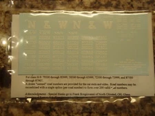 Norfolk & Western (N&W) class H-9/H L 2-bay hopper car decals, white, HO-scale