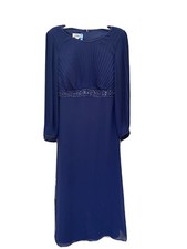 Patra Formal Beaded Empire Waist Pleated Dress Blue Size 12