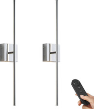 Dimmable Battery Operated Wall Sconces with Remote - Set of 2, Chrome Finish