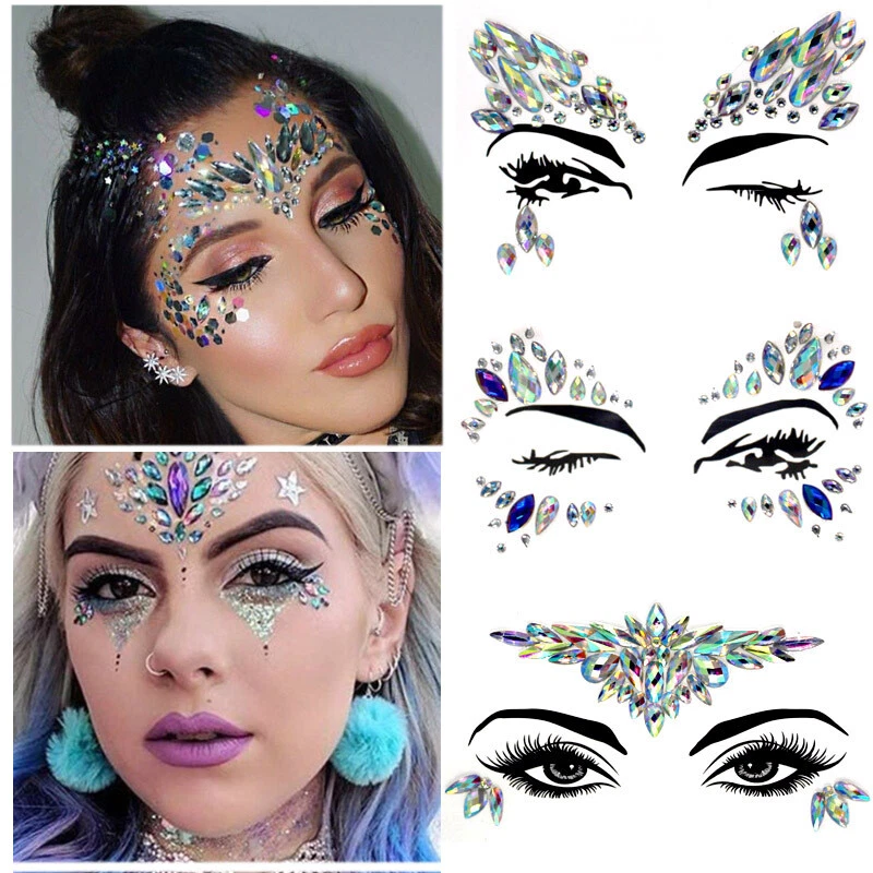 Face Gems Women Mermaid Jewels With Chest Gems,crystals Face Jewels Stick On  Eyes Face Body Fit For Festival Music Party Makeup - Temporary Tattoos -  AliExpress