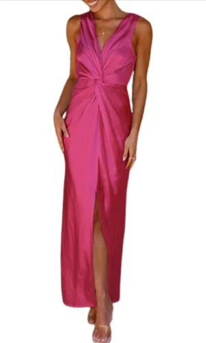 Pretty garden Sleeveless Satin Elegant Evening Dress SZ Medium