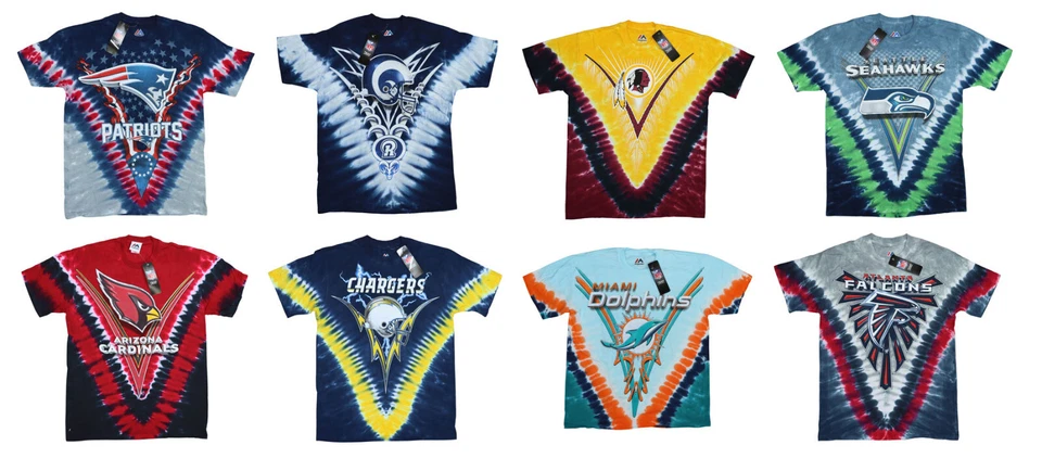 NFL Team Apparel Liquid Blue V-Dye Crew Neck Men's T-Shirt NWT Pick Team/Size