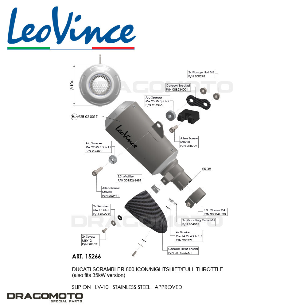 DUCATI SCRAMBLER 803 ABS Nightshift 2023-2024 Auspuff