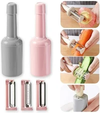 4 in 1 Vegetable Peeler Rotating w Lid Potato Peelers Lid Can Grind 2Pack+Bonus
