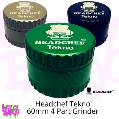 NEW ! Headchef Tekno 4-Part Grinder 60mm Ceramic Coated, Non-Stick Unique Teeth
