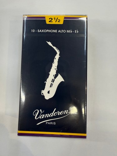 NEU Vandoren Altsaxophon Blätter Stärke 2,5 Box von 10 UNGEÖFFNET
