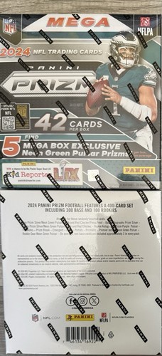 2024 Panini Prizm Football Mega Box (Neon Green Pulsar Prizms) 2 Box Lot-Sealed - Picture 1 of 1