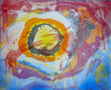 Otto Piene (zugeschrieben): Farbkomposition (Serigrafie auf Bütten, dat. 1972)