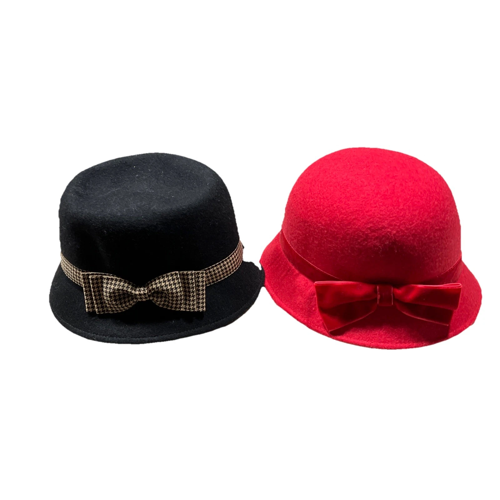 Janie And Jack Girl Hat Lot X2 Size 2t To 3 Black Hat (new) & Red Hat (used)