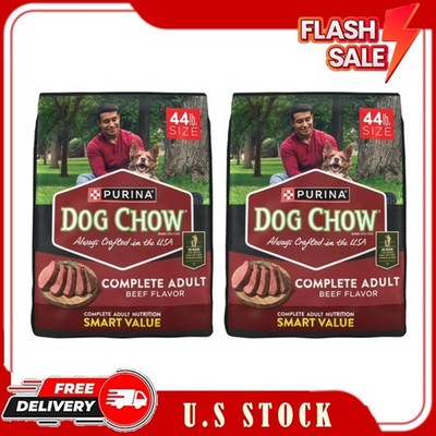 2 Bags Purina Dog Chow Complete Adult Dry Dog Food for Adult Dogs, 44 lb Bag