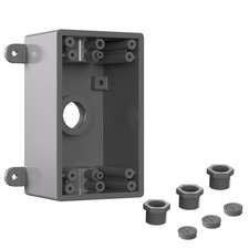 Single-Gang Weatherproof Electrical Outdoor Box, Suitable 1/2-Inch or 3/4-Inch E