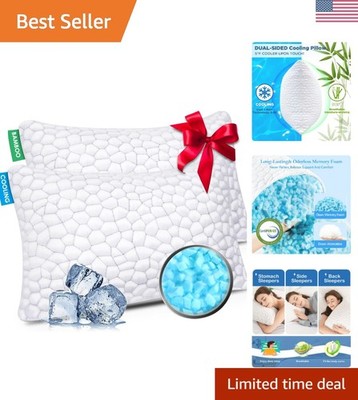 Cooling Bed Pillows Queen Size Set of 2, Shredded Memory Foam Pillows for Sle...
