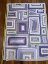 Pottery Barn Kids Bed Baby Nursery Toddler Purple White Green Quilt Blanket36x48