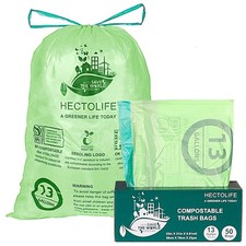 13 Gallon,50 Count, Compostable Trash Bags with Drawstring,Tear Resistant Kit...