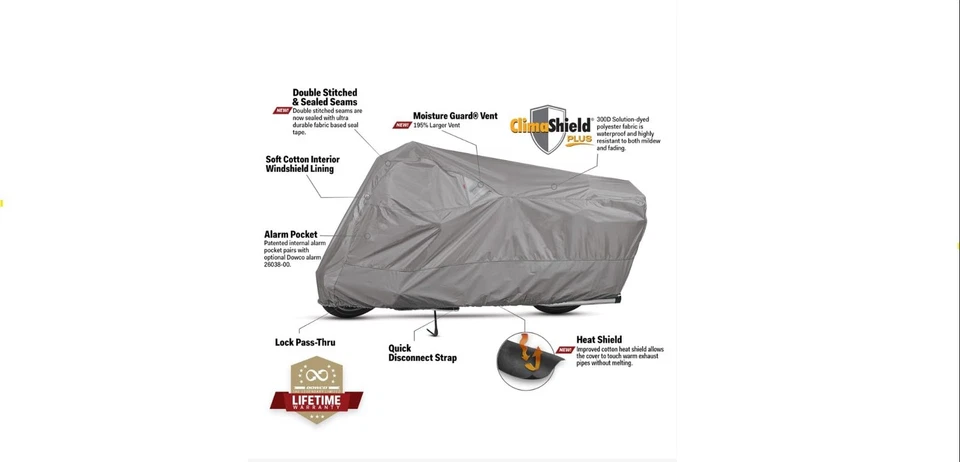 Cubierta impermeable para motocicleta Dowco Guardian 50003-07 WeatherAll: gris, grande Foto 3 de 4
