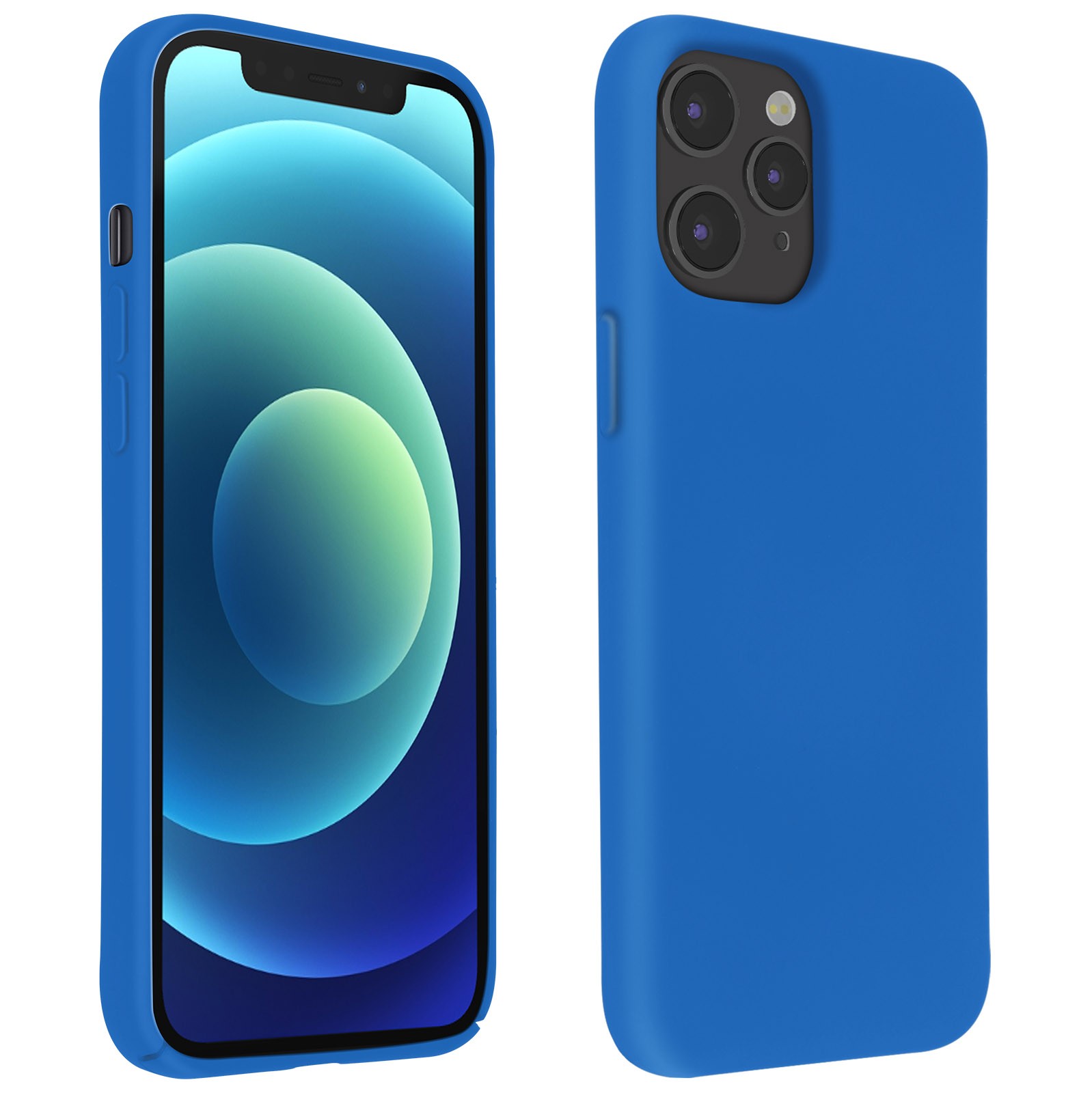 Coque iPhone 12 Pro Max silicone bleu semi-rigide au fini soft touch protecteur