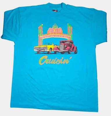 Vintage T Shirt Size XL Reno NV Cruisin Hot Rod Blue Fruit Of The Loom Best USA