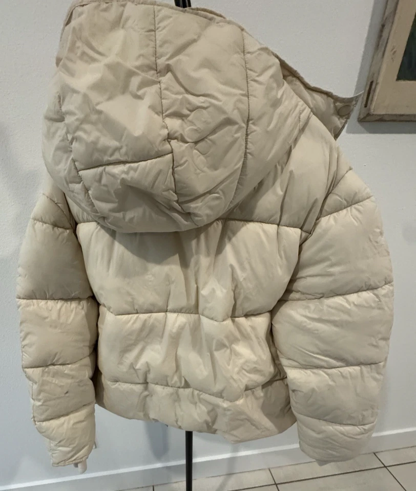 Chaqueta acolchada J.Crew Signature para mujer talla L crema con capucha Primaloft súper cálida Foto 4 de 4