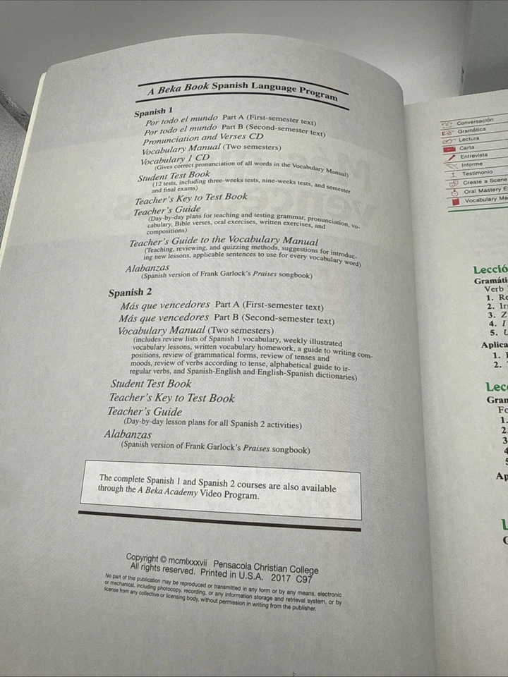 Abeka Spanish 2 Mas que Vencedores Student Text, Vocabulary & Tests w Teacher’s - Image 3 of 4