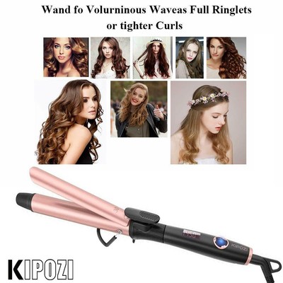 KIPOZI 1.2 In Professional Hair Curler Curling Wand Ceramic Coating LCD Display