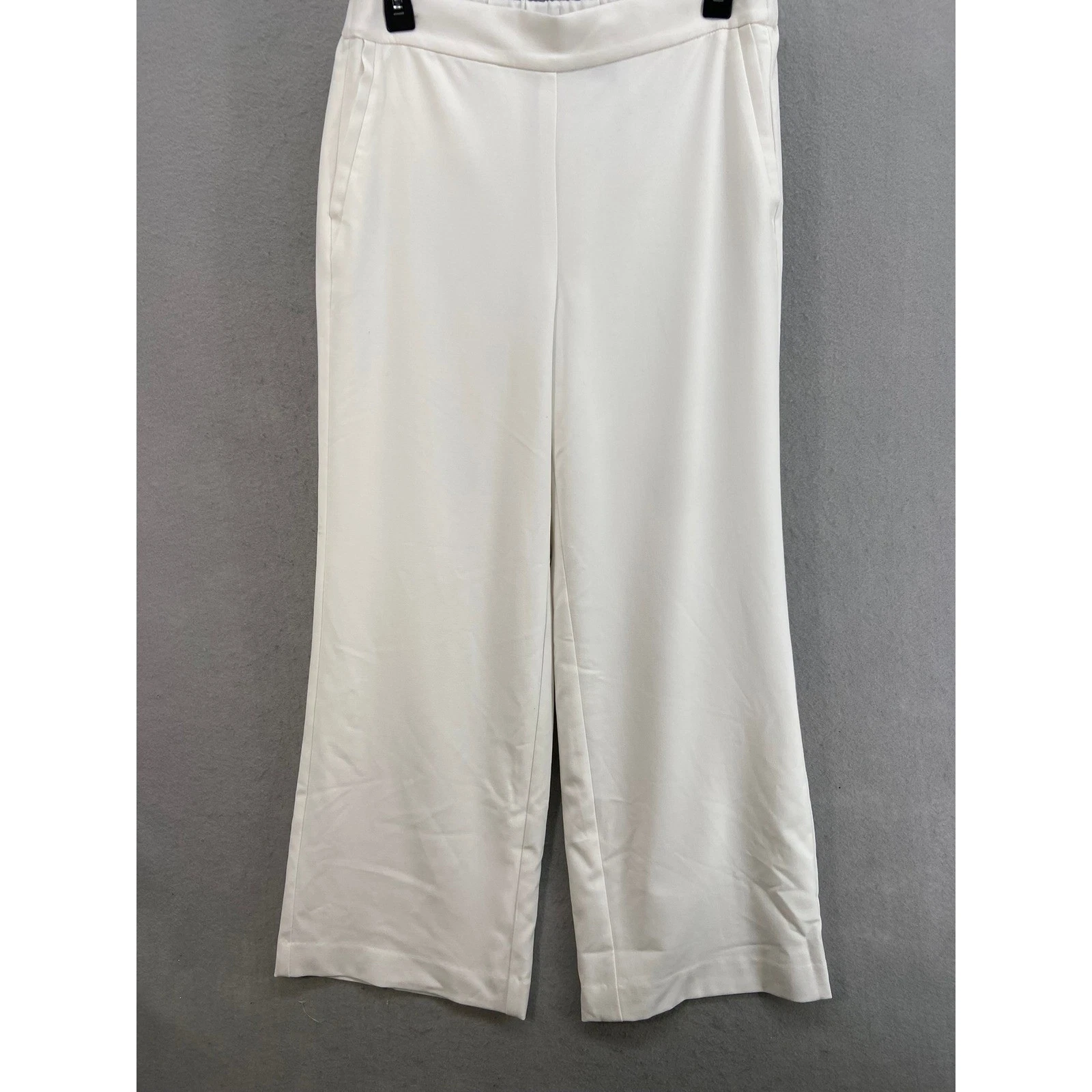 Halogen Pants Womens Sz S White Wide Leg Pull On Dress Elastic Waist Career