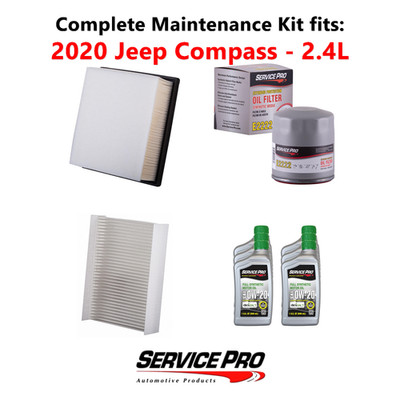 2020 Jeep Compass 2.4L Complete Oil, Air & Cabin Filter Kit (0W-20)