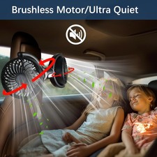 Dual USB Car Back Seat Fan Adjustable Cooling Fans for Kids Travel Vehicle