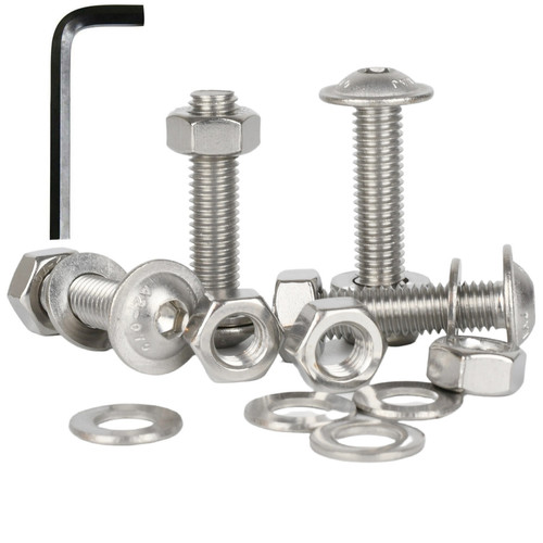 M3 M4 M5 M6 M8 Flansch Knopfkopfschrauben + Muttern Scheiben Edelstahl & Schlüssel - Bild 2 von 30