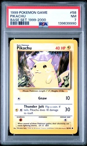 1999 POKEMON BASE SET 1999-2000 “4TH PRINT” #58 PIKACHU PSA 7