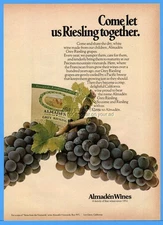 1973 Almaden Grey Wine Grapes Come Let Us Riesling Together GREAT ART Ad