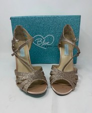 Betsey Johnson Blue by Fee Gold Glitter Heels Sandals Size 8 New