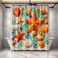 Fish Ocean Theme Shower Curtain 72x72 Marine Bathroom Decor