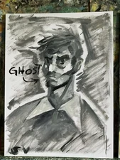 Modern Blck N White Cubism Portrait 12x16 Org Oil Painting On Canvas Ghost