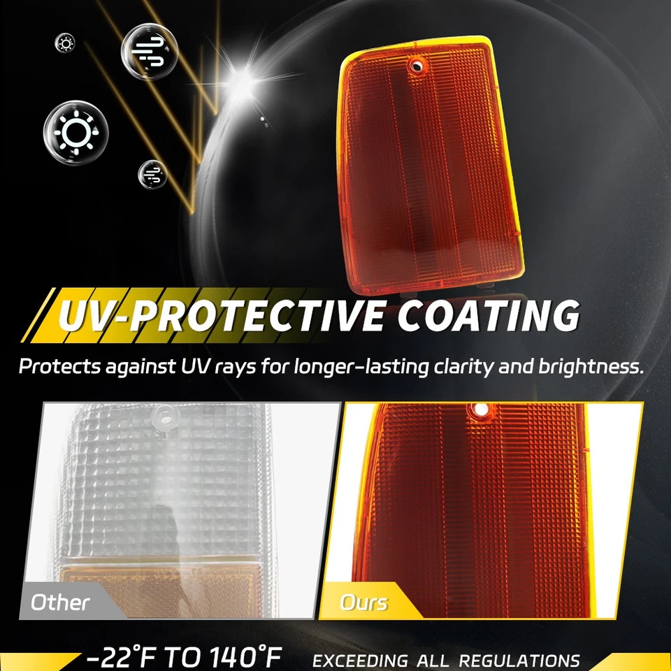 Luces de señalización laterales de esquina delantera con lente ámbar 2 piezas para Chevrolet Caprice 1987-1990 Foto 2 de 4