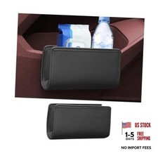 Car Seat Side Storage Pocket, Leather Hanging Foldable Multifunctional Black