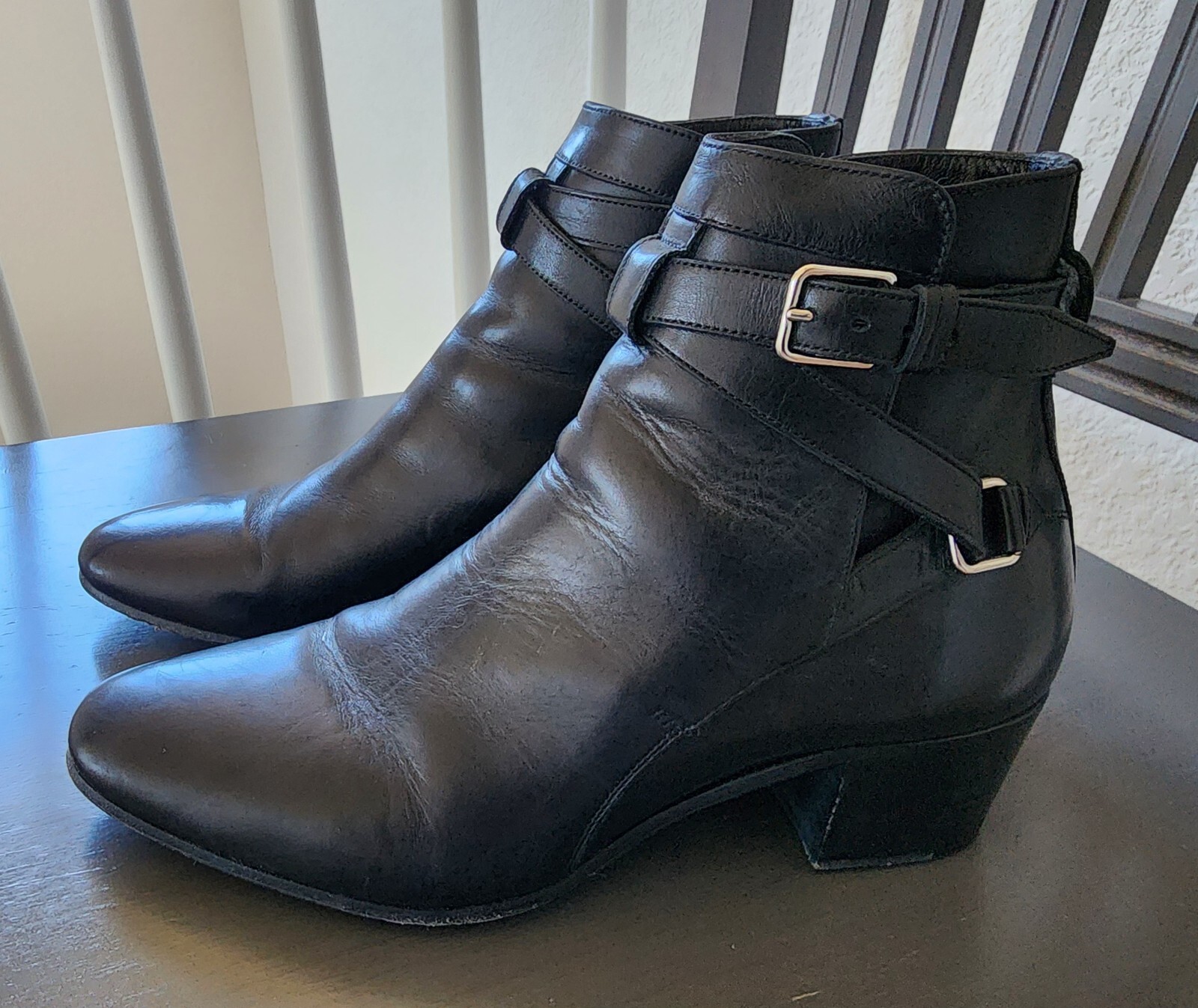 Stivaletti Saint Laurent Blake Jodhpur neri con cinturino in pelle taglia EU 36 5 US 6