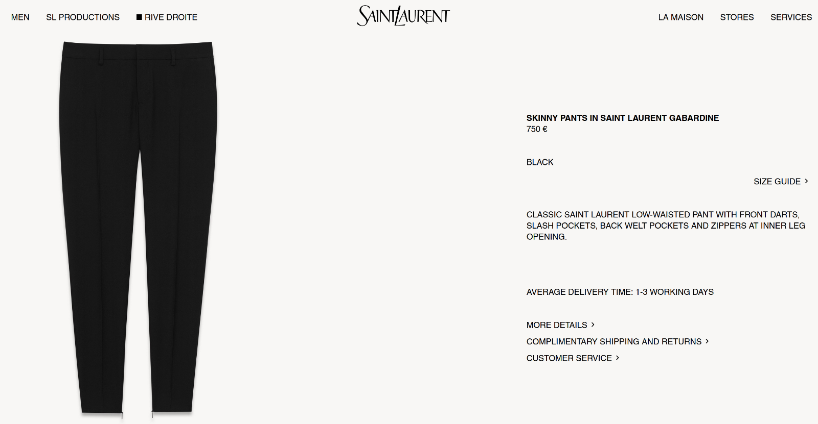 Pantaloni skinny Saint Laurent in gabardine