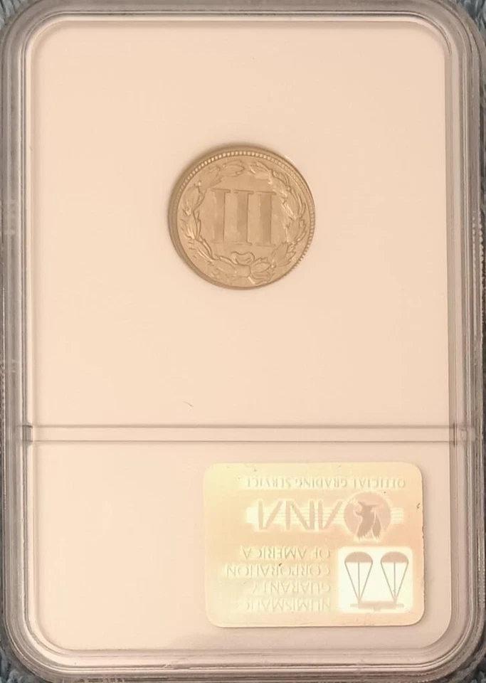 1865 3CN Three Cents, NGC MS-63, BU and well toned - Image 3 of 4