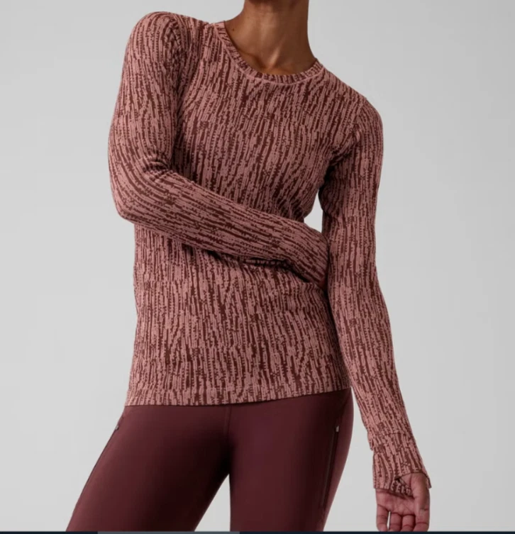Athleta Flurry Elemental Top Thumbhole Long Sleeve Base Layer Small 983822 EUC