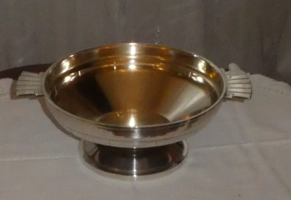 Ancien Plat légumier coupe à fruits en Métal Argenté Orfèvre D.R COQ superbe - Photo 4/4